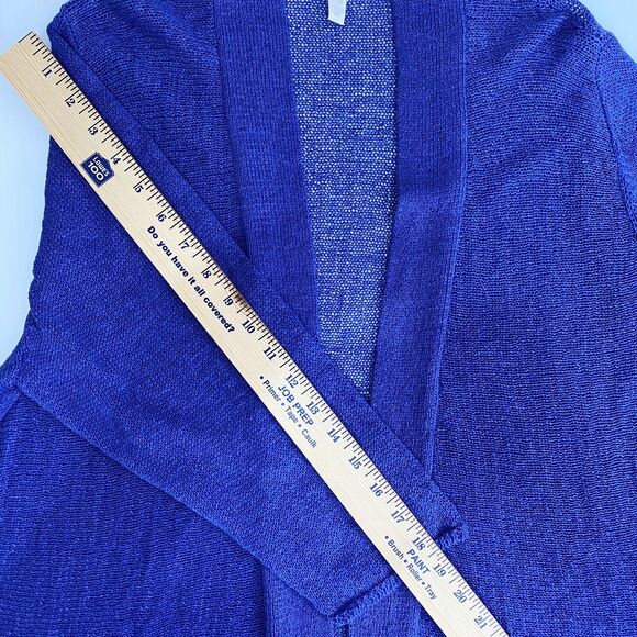 Eileen Fisher Women Sweater Size 2X Blue Loose Knit Linen Blend Open Front - Picture 11 of 11